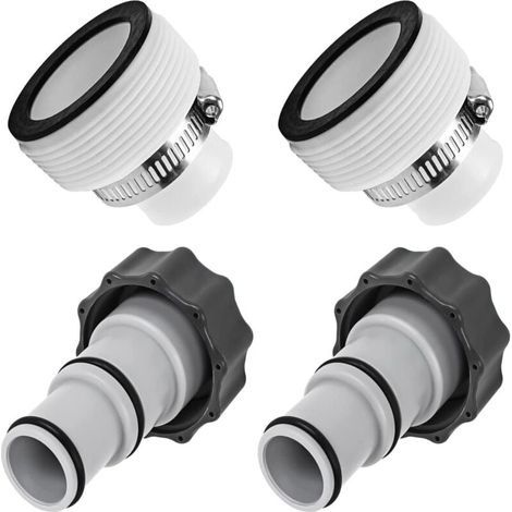 Adattatore per tubo da piscina, 2 paia di adattatori di ricambio per piscina, adattatore per tubo per pompa Intex, raccordo per tubi da piscina da 32 mm, 1,5" e 1,25". (1/5)