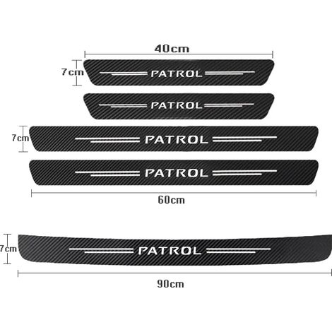 (5 pièces pour Patrol) Protections de seuil de porte et de coffre arrière en fibre de carbone pour Nissan Patrol Y62 (2013-2021) - Accessoires auto (1/3)