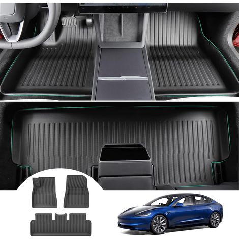 [Nuevo 2026] Alfombrillas para Tesla Model 3 2024 2025, Alfombrillas de goma TPE Highland para Model 3, Protector para todas las estaciones, Escaneo 3D original, Borde extra alto de 6-10 cm, Fácil de  (1/5)