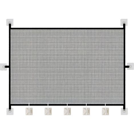 Barrière de Sécurité Rétractable pour Chiens et Chats Grille de Protection en Maille pour Portes Escaliers et Couloirs Noir 180x72cm (1/5)