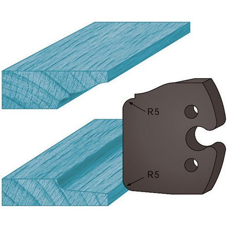 Diamwood Jeu de 2 Contre-fers Profilés en Acier - Ht. 48 x 5,3 mm - Épaisseur 5,3 mm - Compatible avec Porte-Outils de Toupie - Haute Qualité pour Usage Professionnel (1/2)