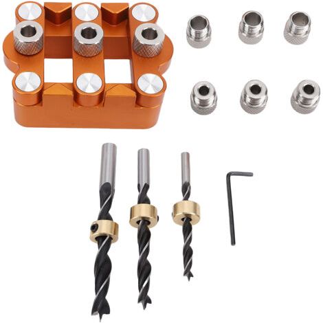 Positionneur de poinçonnage pour assemblages de bois, outil de perçage central pour le travail du bois, gabarit de tenon autocentrant en alliage d'aluminium 6/8/10 mm (1/5)