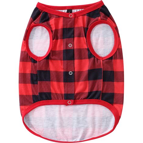 Ensemble Pyjama Chien Col Rond Manches Longues Motif Arbre De Noël Grille Rouge Taille S (1/4)