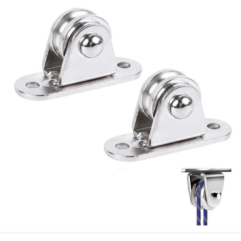 Lot de 2 poulies de renvoi pour cordes, poulies de déviation, poulie avec roulement duplex, poulie avec roulements à billes (1/5)