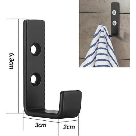 Set mit 8 robusten Wandhaken, J-Haken für die Garage, universelle schwarze Schraubhaken, Garderobenhaken, stabile Haken zum Aufhängen von Kleidung, Garage, Wandmontage für Bul (1/4)