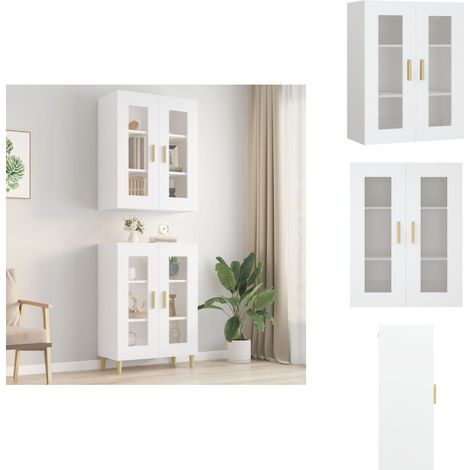 Hängeschrank Weiß 69,5x34x90 cm - Wandschrank - Hängeschrank - Wohnzimmer Dekoration - Regal - Stauraum (1/5)