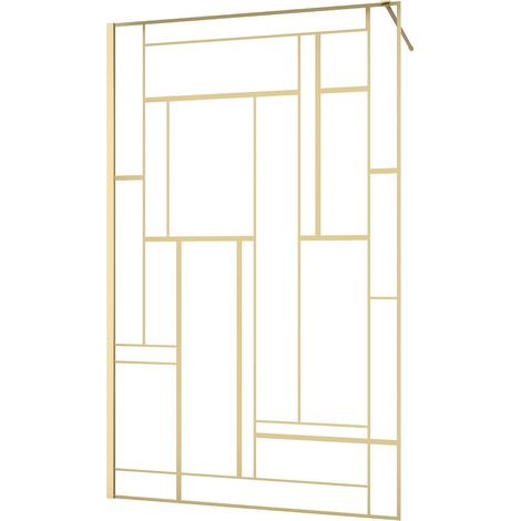 Marwell Walk In Dusche Gallery 120x195 cm - Duschwand aus 5mm Einscheibensicherheitsglas - Duschabtrennung mit goldenen Siebdruck und hochwertigen Aluminiumwandprofil (1/4)