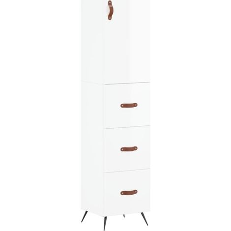 Maison Exclusive - Buffet haut Blanc brillant 34,5x34x180 cm Bois d'ingénierie (1/5)