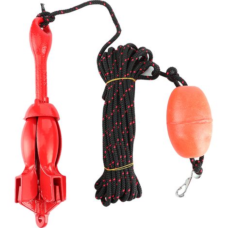 Kit ancres pliables universelles 3.5lb/1.5kg rouge acier inoxydable grappin pour bateau yacht kayak canoës (1/5)