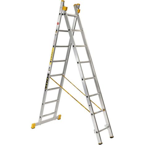 Scala in alluminio trasformabile - due tronchi - 2x8 pioli - 8508 (1/5)