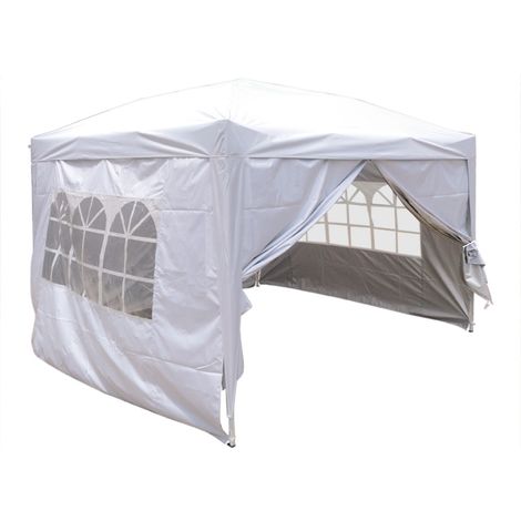 Greenbay Garden Pop Up Gazebo Party Tent Canopy With 4 Sidewalls and Carrying Bag White 3x3M