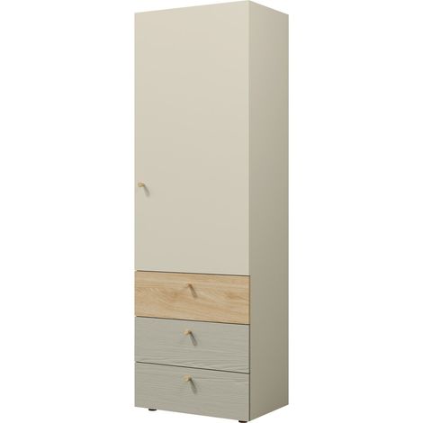 Étagère Domcali 103, Gris + Chêne, Avec tiroirs, Avec des portes, Fermé, Stratifié, Le nombre de portes: 0, Nombre de tiroirs: 0, 185x60x40cm (1/3)