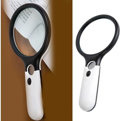 Loupe de poche portable avec poignée en ABS et éclairage LED, grossissement 3x à 45x, idéale pour la lecture. (1/5)