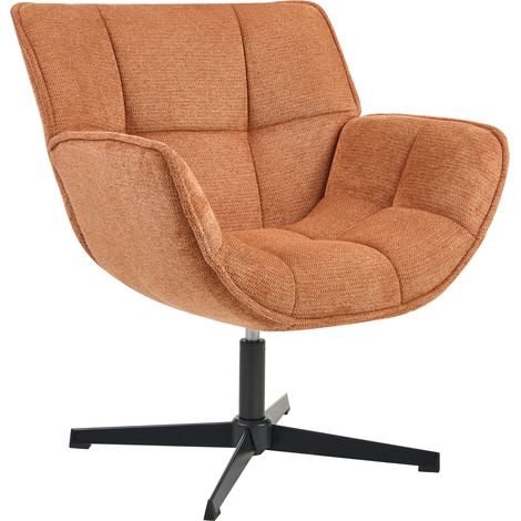 Sillón decorativo tapizado con asiento curvo estructura giratoria estilo retro naranja Auma