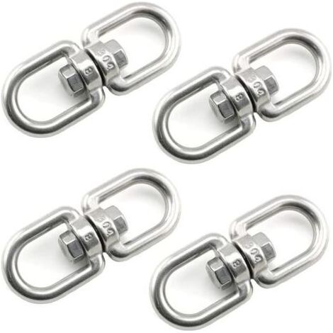 4 Pièces Crochet Pivotant M8 Double Extrémité Anneaux Pivotants en Acier Inoxydable 304 Suspendue Crochet Pivotant pour Balançoires Fauteuils Suspendus Sacs de Sable Cordes Chaînes (1/5)