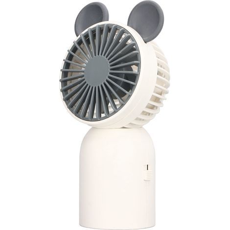 Mini ventilateur de poche blanc en forme d'oreilles de souris de dessin animé, ventilateur portable, ventilateur USB de bureau pour étudiant. (1/5)
