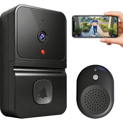 Sonnette Vidéo sans Fil avec Caméra,Sonnette Vidéo WiFi 2,4 GHz,Vision Nocturne, Audio Bidirectionne, Vision Nocturne (1/5)