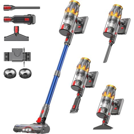 K10 Aspirateur Balai sans Fil 650W/55KPa/80 Min avec Mode Auto Aspirateur Sans Fil Puissant avec Écran Tactile LED, Brosse en V Anti-Emmêlement pour Sols Durs, Tapis et Poils d'Animaux (1/5)