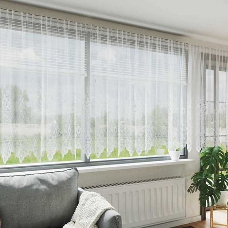 vidaXL Lace Curtain with Curtains Floral White 140 x 400 cm Polyester
