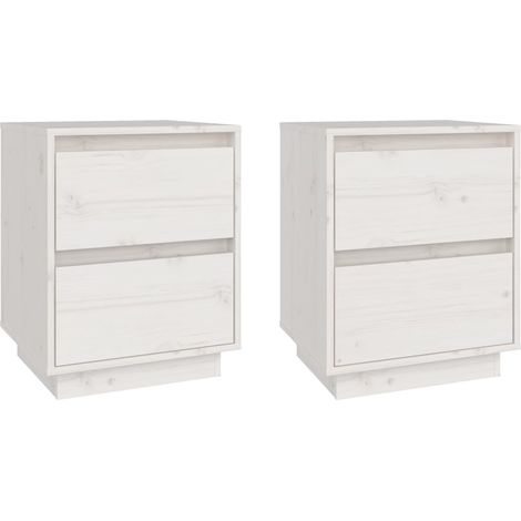 Maison Exclusive - Comodini 2 pz Bianc40x35x50 cm in Legno Massello di Pino