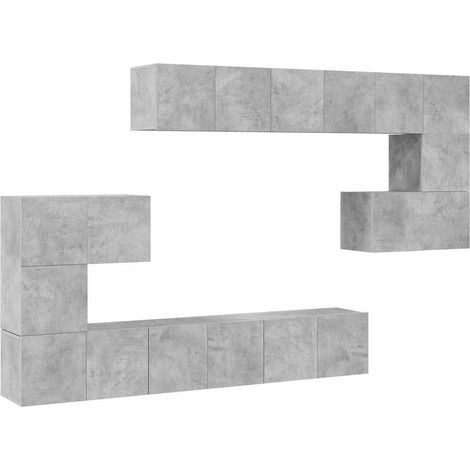 Maison Exclusive - 10-tlg. TV-Schrank-Set Betongrau Holzwerkstoff
