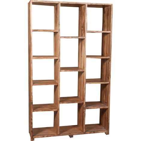 Bibliothèque en tilleul massif avec finition naturelle L121xPR36xH200 cm