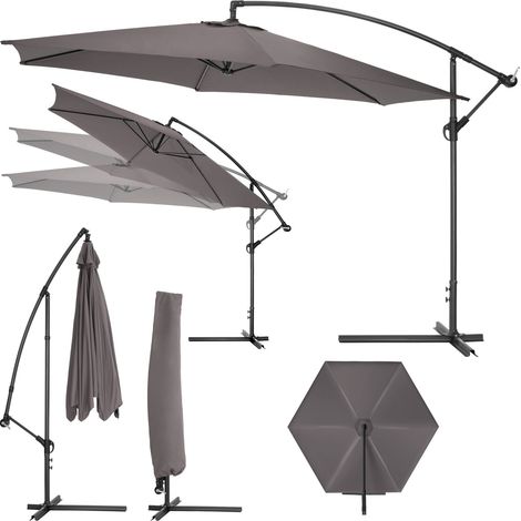 Parasol Ø 350 cm avec angle d'inclinaison réglable polyester gris