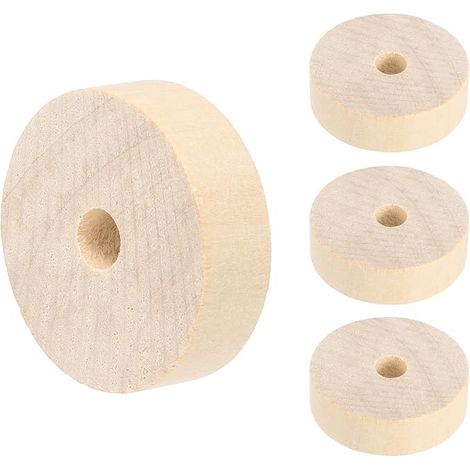 Lote de 4 ruedas de madera maciza de 1-1/4" de diámetro y 3/8" de grosor (1/5)