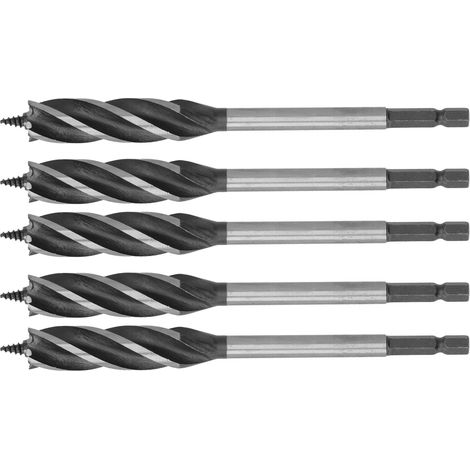 Lot de 5 forets à bois, scie cloche pour métal, mèche à tarière, 4 rainures, queue hexagonale, 16 mm (1/5)