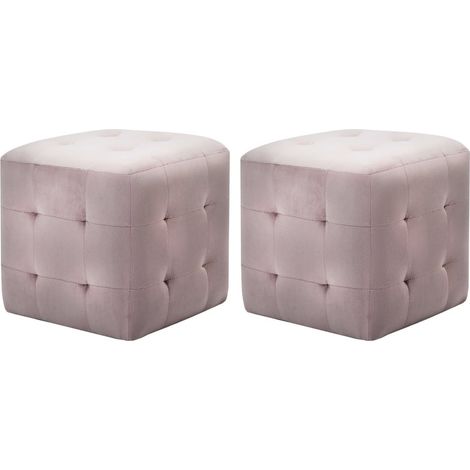 2 pcs Tables de chevet Rose 30x30x30 Tissu velours (1/5)