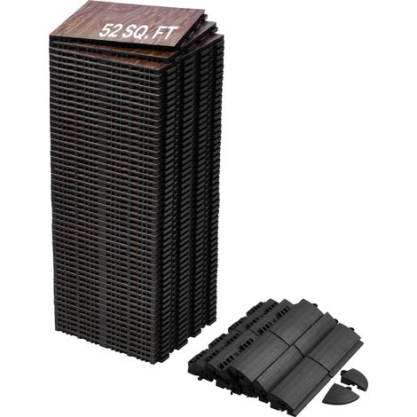 Revêtement de sol emboîtable, 315 x 315 mm, dalles de sol polyvalentes emboîtables, 52 pcs, dalles de piste de danse portable avec base coussinée, grain de bois de chêne, marron, 4,8 m²/boîte (1/5)
