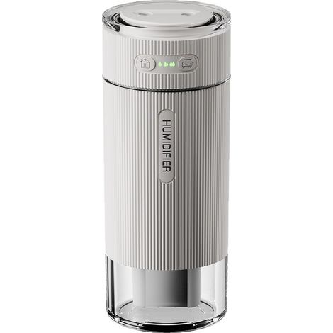 Humidificateur Portable Compact pour Chambre à Coucher : Double Busette Brume Froide Abondante, Éclairage d'Ambiance, Allumage/Eteint Intelligent en Voiture, Humidificateur Ultrasonique Mini Personnel (1/5)