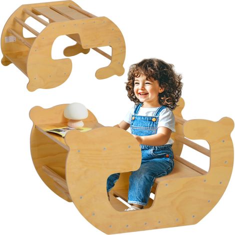 Arche d'escalade pour enfants, table à jouets pour enfants 18-48 mois, design 2 en 1, charge max. 50 kg, bois naturel (1/5)