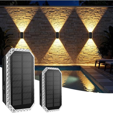 Outdoor Solar Light, 3 Color Temperature Outdoor Solar Light, IP65 Waterproof Outdoor Solar Light, 1200 mAh Outdoor Solar Lighting for Garden, Swimming Pool (Pack of 2) [Energy Class G] (1/5)