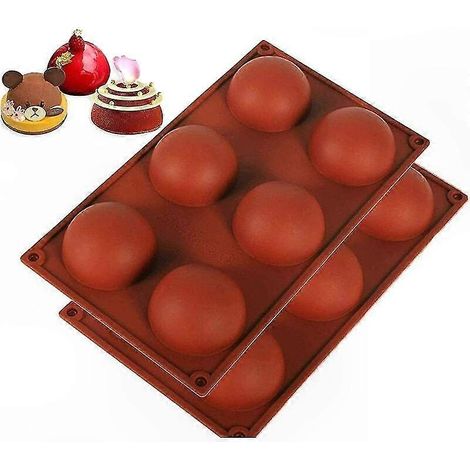 Moule de Cuisson en Silicone Lot de 2, Forme Ronde Antiadhésive pour Chocolat, Gâteau, Gelée, Pudding, Demi-Moule à Bonbons, Silicone Alimentaire Sans BPA (1/5)