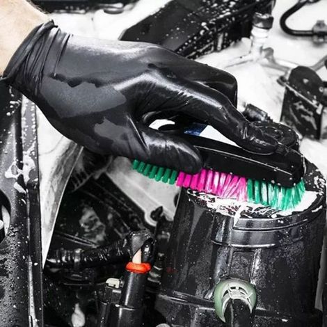 Gants jetables en nitrile noir L (100 pièces) pour la réparation automobile, l'inspection, le tatouage, l'esthétique, la réparation industrielle et la protection contre les huiles. (1/5)