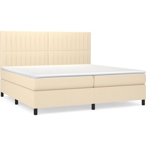 Maison Exclusive - Giroletto a Molle con Materasso Crema 200x200 cm in Tessuto (1/5)