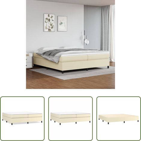 Kunstlederbett -  Boxspringbettgestell Creme 200x200 cm Kunstleder (1/5)