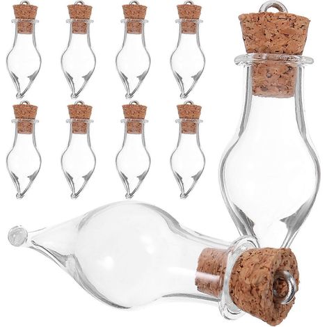 Lot de 10 mini bouteilles à souhaits à faire soi-même, avec couvercle en liège, en verre.-4.00X1.50X1.50CM