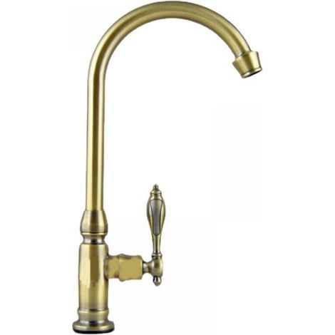 Grifo mezclador de cocina de latón cepillado, grifo giratorio para fregadero de agua fría, grifo mezclador para lavabo con tirador extraíble para lavabo y lavamanos, bronce antiguo. (1/4)