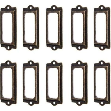 50Pcs porte-étiquette 60 x 17 mm métal bronze vintage porte-étiquette porte-cartes bibliothèque tiroir armoire (1/4)