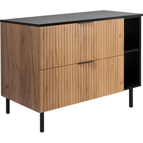 Mobile lavabo, Rovere Craft / Nero + maniglia nera, 100 (80 + 20) x 77 x 46 cm + Piano, piedi neri (1/5)