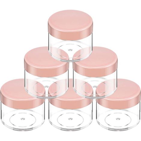 tarros redondos, plástico acrílico transparente, tapas azules, 60 ml, a prueba de fugas, para guardar cosméticos de viaje. (1/5)