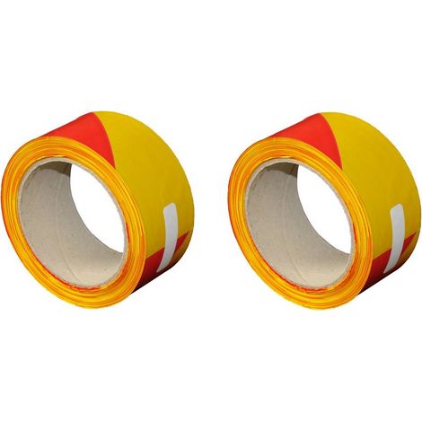 Lot de 2 bandes de chantier 50 mm x 100 m - Rouge et jaune - Soppec (1/3)