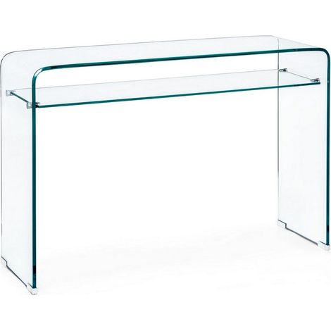 Scrivania "Iride" 2 posti con struttura in vetro trasparente 110 X 35 cm per ufficio e cameretta (1/4)