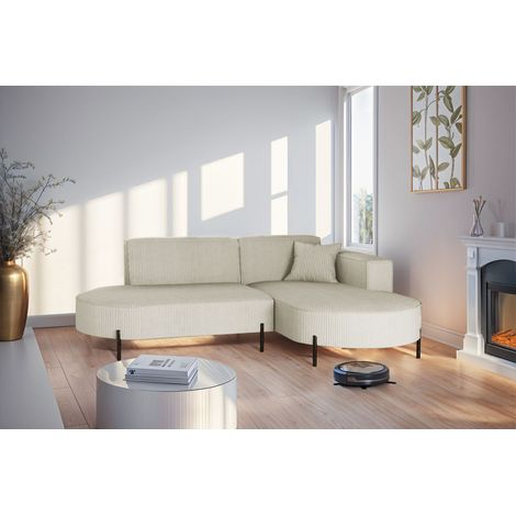 Ecksofa Designersofa VALENCIA XS in Stoff Scala Sand Ottomane Rechts (1/2)
