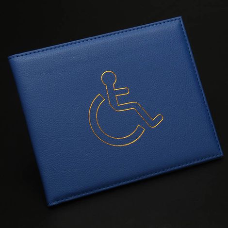 Porte-badge et minuteur bleus pour personnes handicapées, porte-badge en cuir PU (1/5)