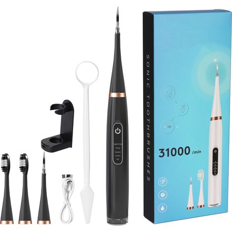 Brosse à dents électrique avec détartreur noir-AquaForge
