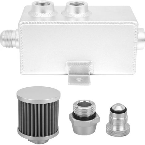 Réservoir de débordement de carburant de liquide de refroidissement de bidon de récupération d'huile en aluminium de 1L avec le robinet de vidange de filtre de reniflard universel
