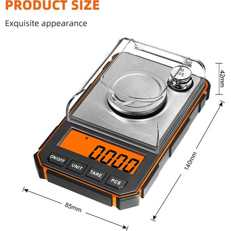 Balance électronique de précision 0,001 g – 50 g, mini balance de bijoux portable avec écran LCD, pèse-milligrammes pour laboratoire et poids (1/4)